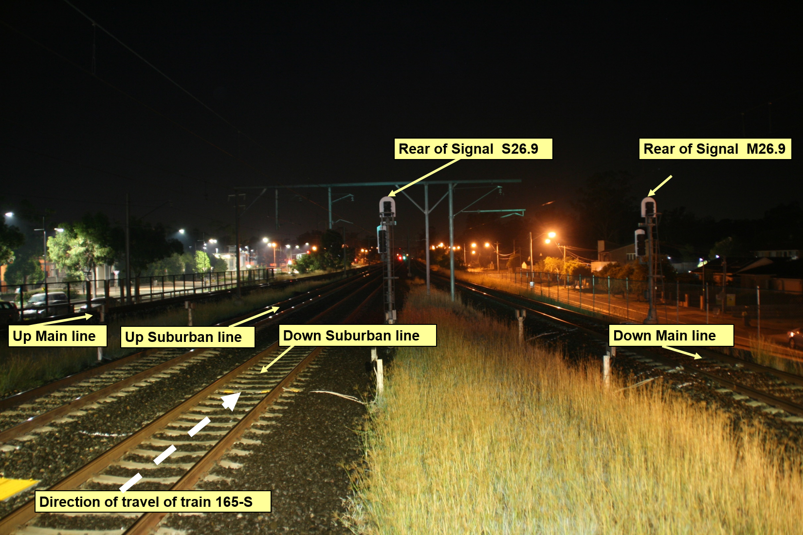 Figure 1: Night time view from Platform 3 (city end). Source: Sydney Trains